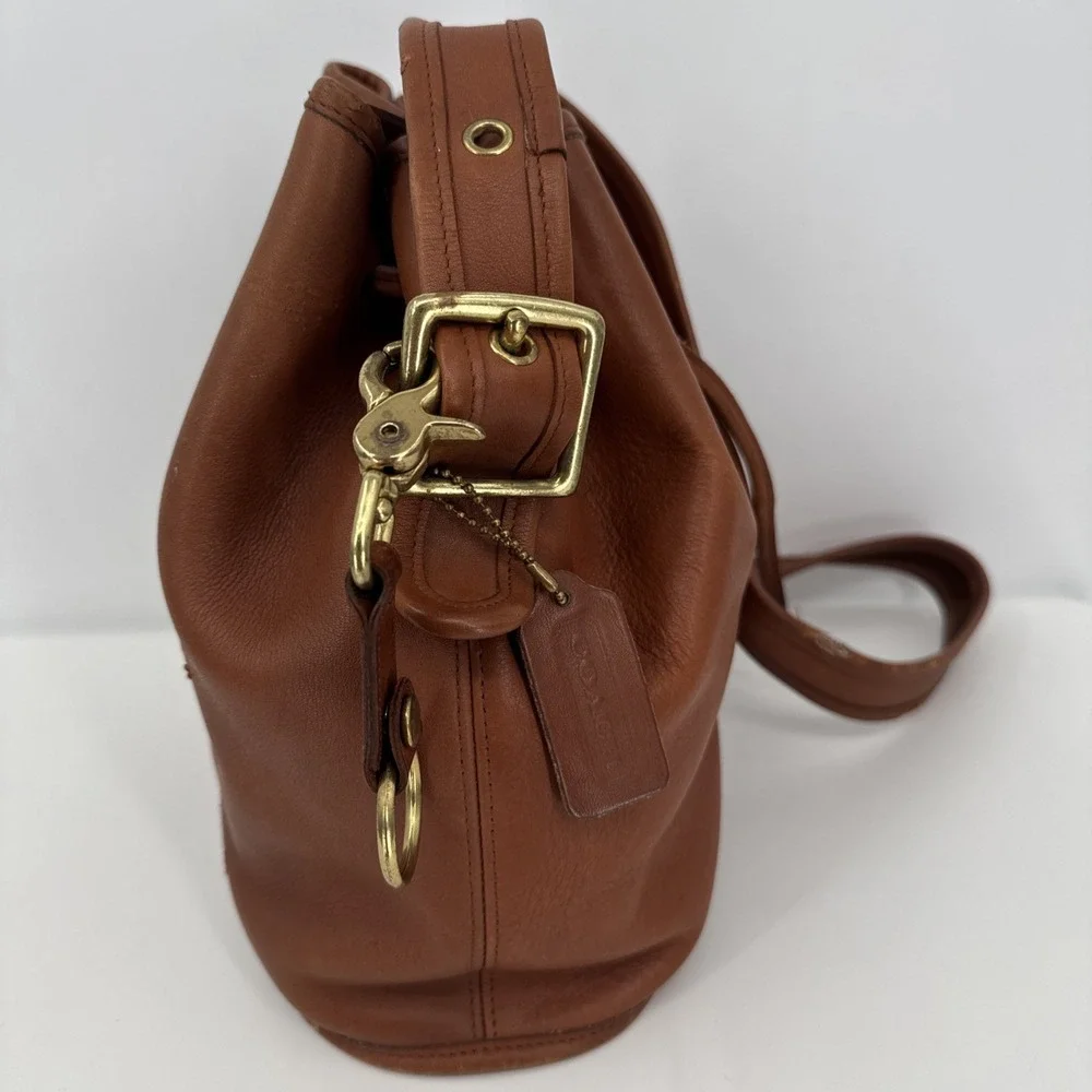 Vintage Coach Brown Leather Drawstring Bucket Bag 9952 Made in USA